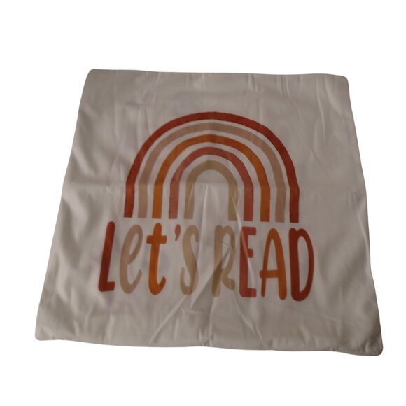 Let's Read Throw Pillow Covers 18"x18" Set of Two Teachers Reading Nook Kids - Picture 2 of 4